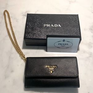 PRADA | Chain Wallet - Black Saffiano - LIKE NEW